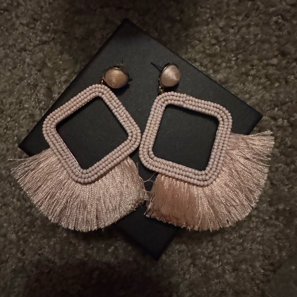 Elegant Pink Tassel Earrings